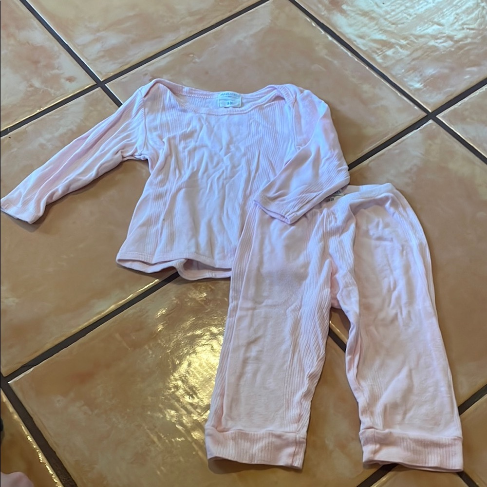 Pink Pajama Set with Long Sleeves and Elastic Cuffs